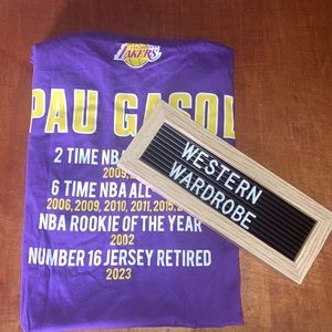 🇪🇸🏀 Pau Gasol Mitchell & Ness Jersey Retirement T-Shirt Sz M NWOW 🏀🇪🇸